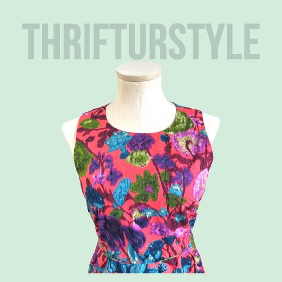 Floral Print Sleeveless Dress‎ Colorful Pattern Party Cocktail Size 2 - Picture 2 of 8